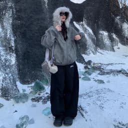 Winter Thicken Warm Fleece Pants Women Y2K American Retro Baggy Sweatpants Female Harajuku High Waist Hip Hop Wide Leg Trousers