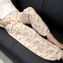 Cool Summer New Silk Cotton Spwear Loose Women's Wide Leg Pants Home Wear Floral Print Heat Resistant Comfortable Casual T...