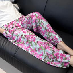 Cool Summer New Silk Cotton Spwear Loose Women's Wide Leg Pants Home Wear Floral Print Heat Resistant Comfortable Casual T...