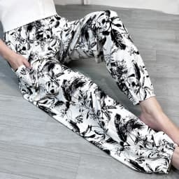 Cool Summer New Silk Cotton Spwear Loose Women's Wide Leg Pants Home Wear Floral Print Heat Resistant Comfortable Casual T...