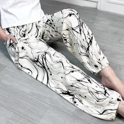 Cool Summer New Silk Cotton Spwear Loose Women's Wide Leg Pants Home Wear Floral Print Heat Resistant Comfortable Casual T...