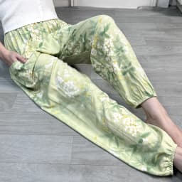 Cool Summer New Silk Cotton Spwear Loose Women's Wide Leg Pants Home Wear Floral Print Heat Resistant Comfortable Casual T...