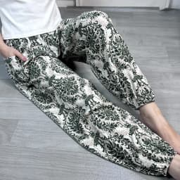 Cool Summer New Silk Cotton Spwear Loose Women's Wide Leg Pants Home Wear Floral Print Heat Resistant Comfortable Casual T...