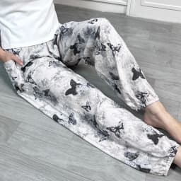 Cool Summer New Silk Cotton Spwear Loose Women's Wide Leg Pants Home Wear Floral Print Heat Resistant Comfortable Casual T...