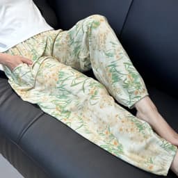 Cool Summer New Silk Cotton Spwear Loose Women's Wide Leg Pants Home Wear Floral Print Heat Resistant Comfortable Casual T...