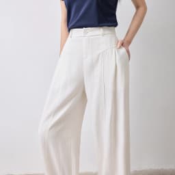TOYOUTH Women Wide Leg Pants Summer 2026 Textured 3D Pleated Design Hip Covering Loose Breathable Comfortable Casual Daily Style