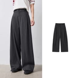 TOYOUTH Women Wide Leg Pants Summer 2026 Textured 3D Pleated Design Hip Covering Loose Breathable Comfortable Casual Daily Style