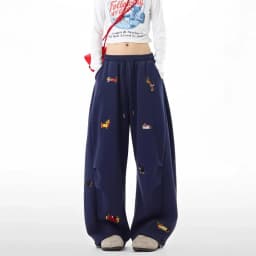 Dachshund-Embroidery-Sweatpants-Loose-Casual-Joggers-Wide-Leg-Couple-Streetwear-Fun-Fashion-Comfortable-Pants-baggy-sweatpants