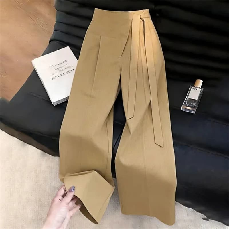 2027 Summer New Design Sense Suit Trousers Women High Quality Lace-up Wide-leg Pants Ladies Fashion Temperament High Waist Pants