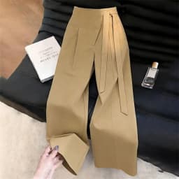 2027 Summer New Design Sense Suit Trousers Women High Quality Lace-up Wide-leg Pants Ladies Fashion Temperament High Waist Pants