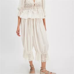 Bloomers Pants for Women Y2K Lace Trim Vintage Pantaloons Cute Ruffled Pumpkin Long Pants Capri Pajama Bottoms Casual Streetwear