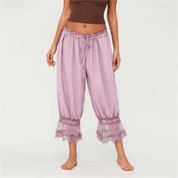 Bloomers Pants for Women Y2K Lace Trim Vintage Pantaloons Cute Ruffled Pumpkin Long Pants Capri Pajama Bottoms Casual Streetwear