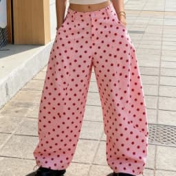 Y2K Barrel Jeans for Women Polka Dots Print High Waist Wide Leg Mom Jeans Vintage Boyfriend Denim Pants Streetwear