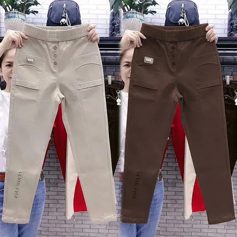New 2026 Women pants Spring Summer High Waist Loose Wash Harun Pants Loose Trousers Slim Elastic waist Casual Pants Female