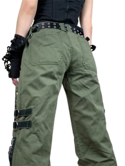 Women Chain Buckle Cargo Pants Dark Academia Hip Hop Punk Gothic Grunge Y2K Trousers Low Waist Straight Long Pants With Pockets
