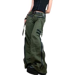 Women Chain Buckle Cargo Pants Dark Academia Hip Hop Punk Gothic Grunge Y2K Trousers Low Waist Straight Long Pants With Pockets