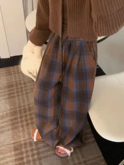 Faux Woolen Warm Plaid Pants Women Vintage Harajuku High Waist Wide Leg Trousers Streetwear Retro Loose Casual Fall Winter Pant