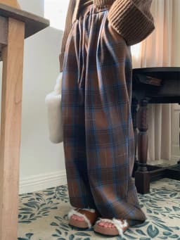 Faux Woolen Warm Plaid Pants Women Vintage Harajuku High Waist Wide Leg Trousers Streetwear Retro Loose Casual Fall Winter Pant