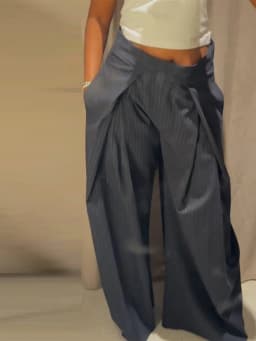 Casual Striped Loose Pants Women High Waist Pleated Straight Long Wide Leg Trousers Female 2026 Autumn Fashion Lady Bottoms