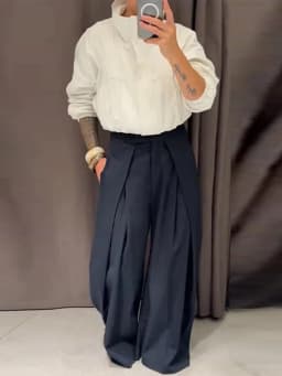 Casual Striped Loose Pants Women High Waist Pleated Straight Long Wide Leg Trousers Female 2026 Autumn Fashion Lady Bottoms