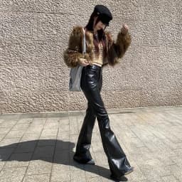High Waist Woman Trousers Sexy Black PU Leather Flare Pants For Women Vintage Harajuku Elastic One Size Clothing Elegant Sale G