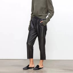 Genuine Leather Harem Pants Women's Real Sheepskin Trousers High Waist Women Pants 2026 New Elastic Waist Streetwear