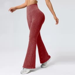 Seamless High-Waisted Flare Pants Autumn Winter Women Trousers Yoga Clothes Stretchy GYM Flare Leg Tummy Control Slim-Fit Pants