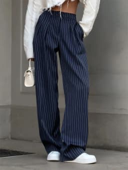 Bornladies Women's New Autumn Straight Leg Striped Western Trousers Wide Leg Loose Fashion Commuting Suit Pants
