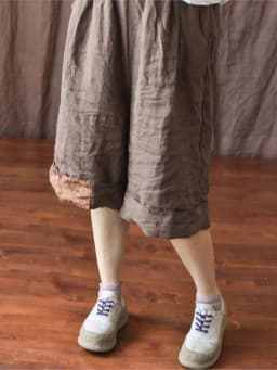 Johnature Women Vintage Wide Leg Pants Elastic Waist Solid Color Trouser 2025 Summer New Loose Original Linen Knee Length Pants
