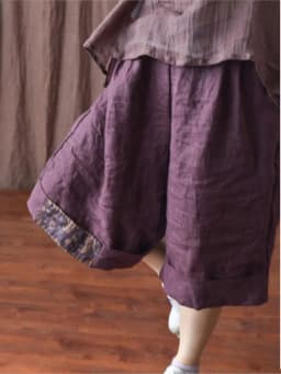Johnature Women Vintage Wide Leg Pants Elastic Waist Solid Color Trouser 2025 Summer New Loose Original Linen Knee Length Pants