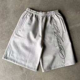 Stretch Letter Print Shorts Pocket Zipper Jogging American Retro Wide Leg Sweatpants Loose Hip Hop Streetwear Summer Sweatpants