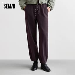 Semir Casual Pants Women Winter Fleece Anti-Static Loose Paneled Cuffed Long Pants 2025 New Sporty Sweatpants Women'S Wear