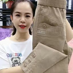 Korean Women's pants Summer New 2026 High Waist Cotton Hemp Casual Slim High Waist Pants Female Loose Harun pants Ladies Trouser