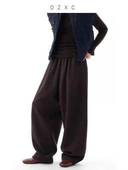 Women's Knitted Wool Pants, Elastic Waist Casual Wide-Leg Pants, Autumn and Winter Style 2026