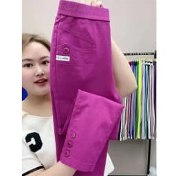 Women Cotton Linen Harun Pants Spring Summer New Fashion High Waist All-Match Thin Casual Pants Female Nine-Point Pants Ladies