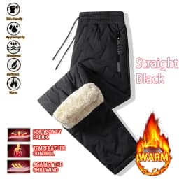 Outdoor Women's Plush Thick Fleece Lined Sweatpants Straight-leg Waterproof Pants Windproof Outerwear Thermal Casual Pants