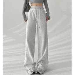 Lady Classic Korean High Waist Trousers Girls Fashion Wide Leg Sweatpants Female Streetwear Baggy Casual Daily Pants