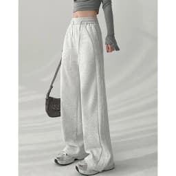 Lady Classic Korean High Waist Trousers Girls Fashion Wide Leg Sweatpants Female Streetwear Baggy Casual Daily Pants