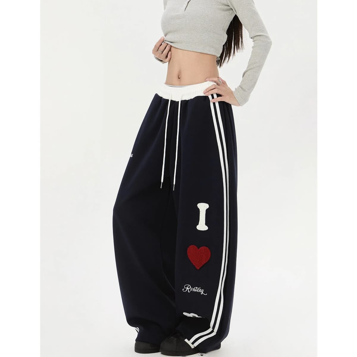 High Waist American Style Wide Leg Pants Women's Spring Autumn Loose BF Lazy Jazz Dance Straight Casual Sweatpants