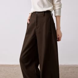 TOYOUTH Women's High Waist Curved Leg Trousers 2026 Autumn New Arrival Full Cotton Canvas Light Workwear Commuter Long Pants