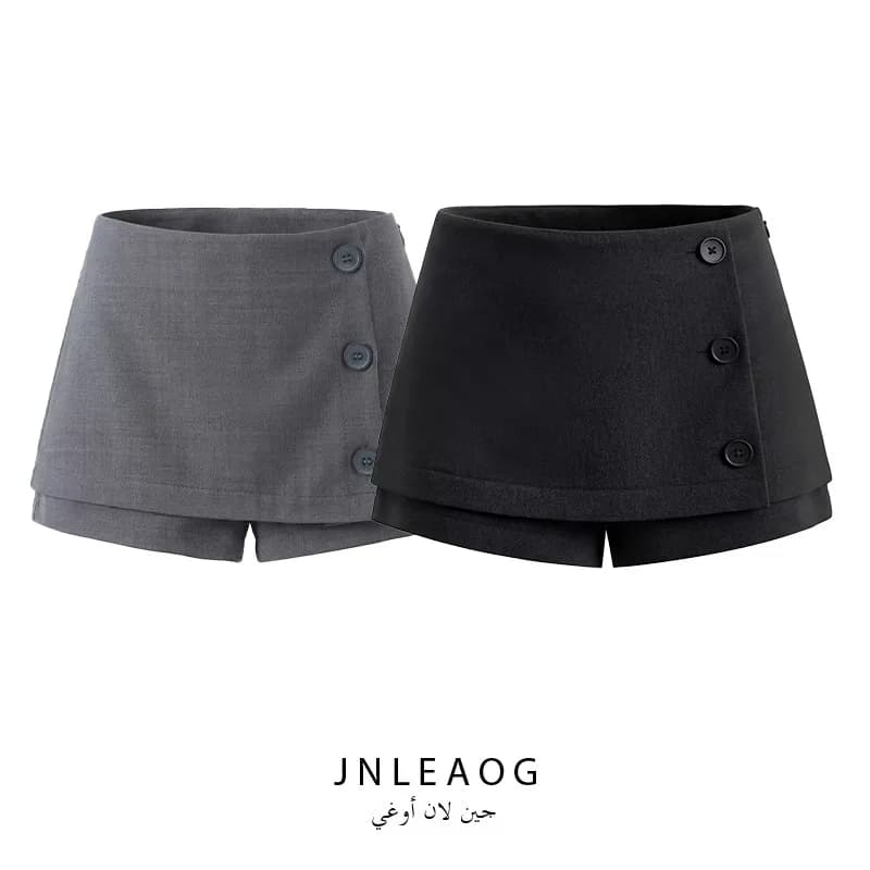 Fashionable Versatile JNLEAOG Autumn New Women's Suit A-Line Skirt Pants Split Design Polyester Fiber Short Pants