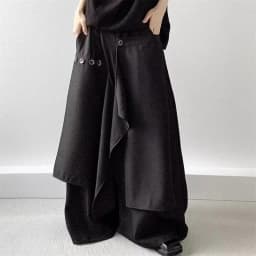 2025 Autumn New Fashion Button Irregular Skirt Pants and Wide Leg Pants Female Loose Casual All-Match Trousers Ladies Pants