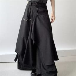 2025 Autumn New Fashion Button Irregular Skirt Pants and Wide Leg Pants Female Loose Casual All-Match Trousers Ladies Pants
