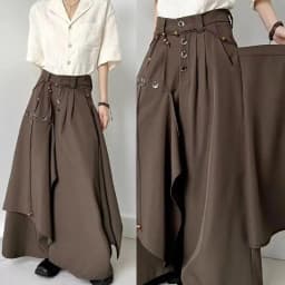 2025 Autumn New Fashion Button Irregular Skirt Pants and Wide Leg Pants Female Loose Casual All-Match Trousers Ladies Pants