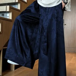 Spring Summer New Chinese Men's Jacquard Wide Leg Pants Women Loose Antique Han Hanfu Breathable Quick-drying Super Fairy Pants