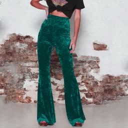 Women Golden Velvet Flare Pants Vintage High Waist Pants Solid Color Pocket Straight Trousers Autumn Street Party Dance Wear