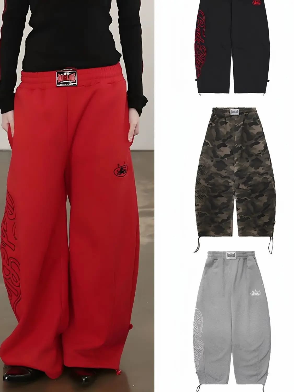 American hip-hop dance pants hot girl casual sports pants loose jazz embroidered scimitar wide-leg pants for street wear