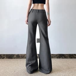American Low Waist Bell Bottoms Y2K Fashion Streetwear Slim Wide Leg Pants Spring New Simple Basic Solid Ladies Suit Trousers