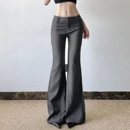 American Low Waist Bell Bottoms Y2K Fashion Streetwear Slim Wide Leg Pants Spring New Simple Basic Solid Ladies Suit Trousers