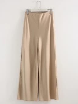 Women Straight Leg Satin Pants For Summer Elastic Waist Black Silk Trousers Luxury Office Wears For Ladies Wide Leg Pants Satin